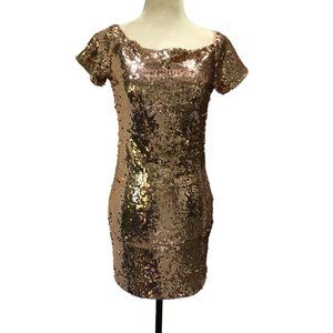 Chelsea Gold Sequin Bodycon Formal party cocktail Dress Size S